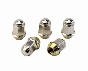 Ford Mustang Lug Nut Kit - Ford Racing - Steel Lug Nut w/Polished Stainless Steel Cap, Conical Seat - 60 Degree, 13/16 in. Hex - `64-`14